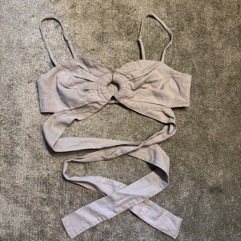 7 For All Mankind Linen Wrap Top